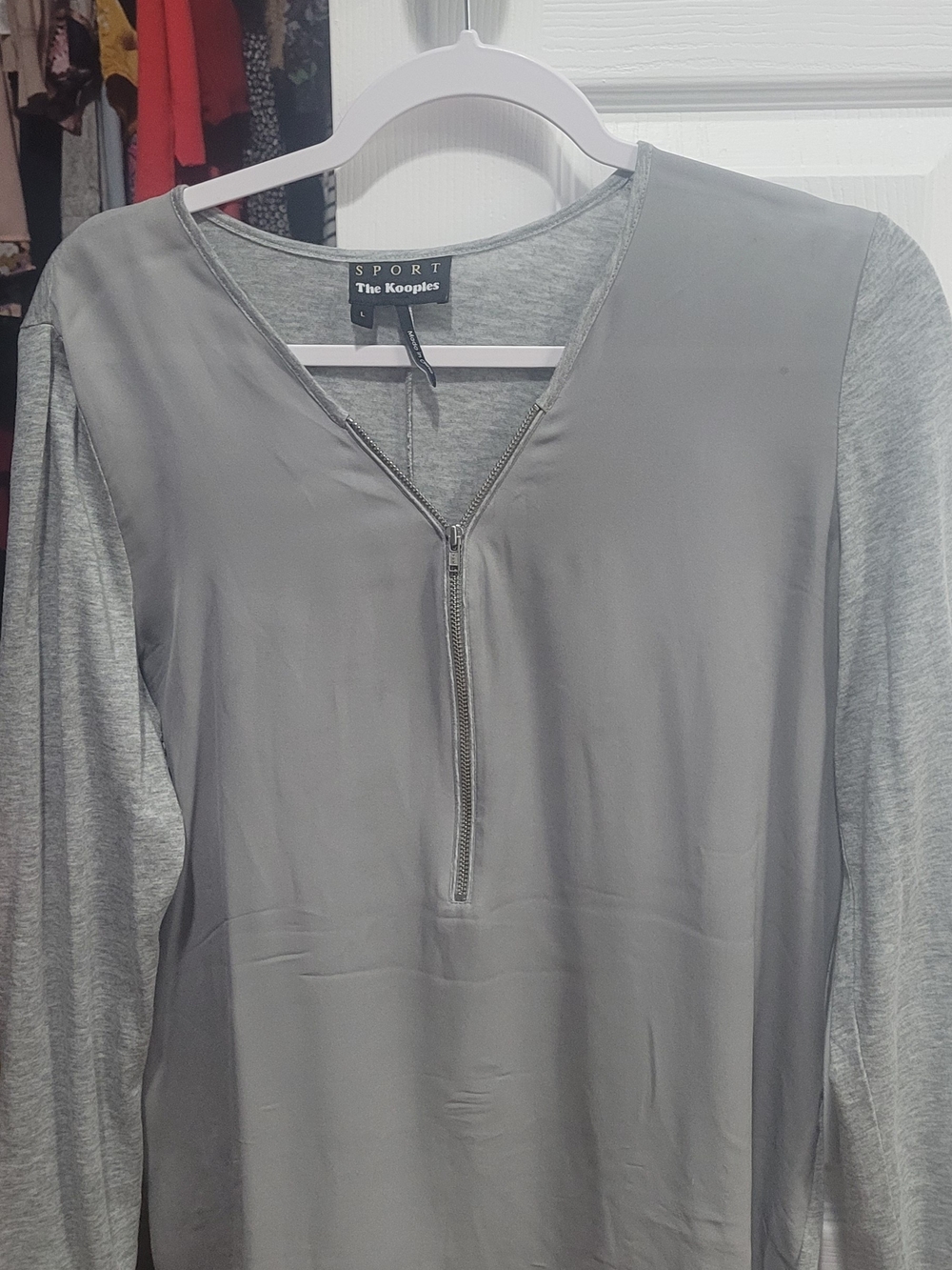 The Kooples Sport Gray Zip Front Long Sleeve Top